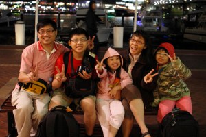 Photo by the harbour together with family